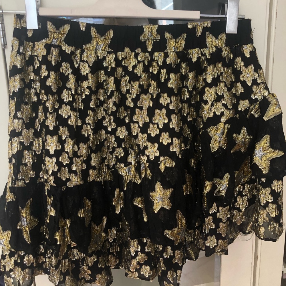 LoveShackFancy skirt gold and black . Size Large. New with tags attached.